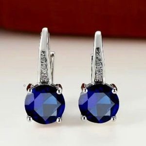 NWOT:  Dainty Deep Blue Crystal Zircon Stone Earrings